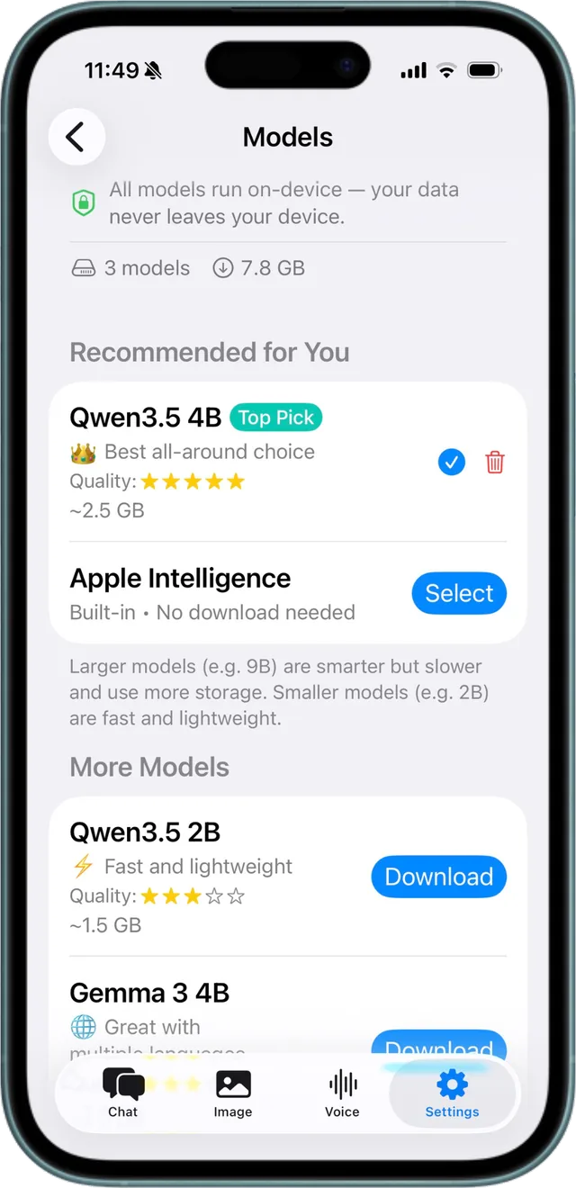 Каталог моделей onLM на iPhone с рекомендацией под устройство