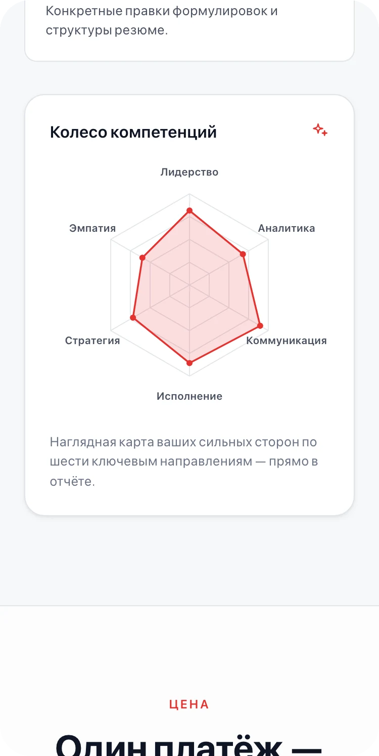 Колесо компетенций в отчёте Rabotan AI: карта по шести направлениям